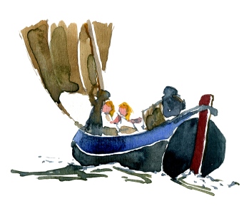 watercolor boat - study of Winslow Homer watercolor