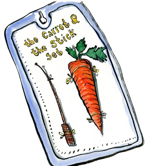 Illustration of a carrot and a Stick in a set