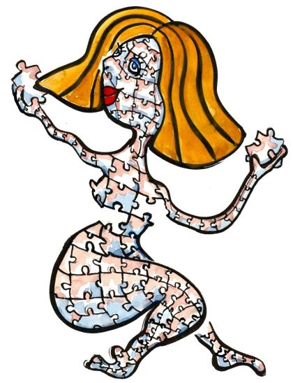 illustration: Woman made up of a puzzle