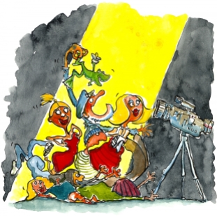 people doing crazy things in front of camera illustration