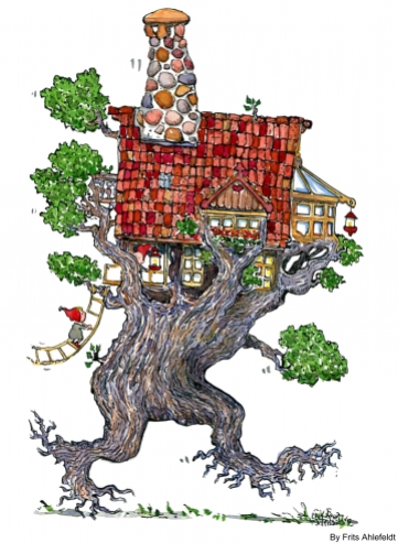 Drawing of a walking tree house