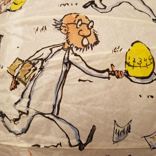 Egg Run with egg timer Detail drawing by Frits Ahlefeldt on Rice paper lamp