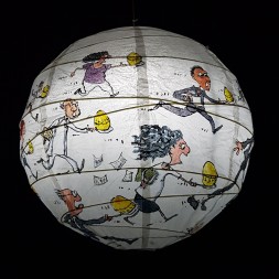 Egg Run with egg timer Detail drawing by Frits Ahlefeldt on Rice paper lamp
