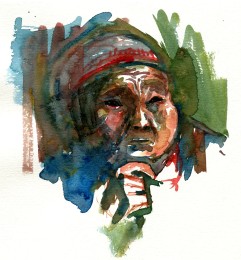 Watercolor people portrait by Frits Ahlefeldt