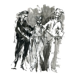 023-ink-sketch-two-men-woman-dancing-ballet-by-frits-ahlefeldt-hat-square